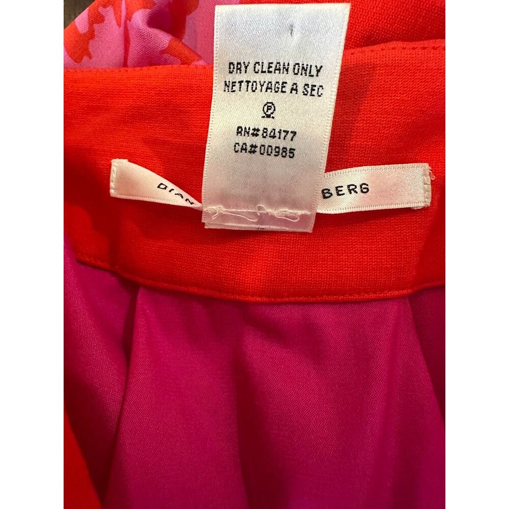Diane von Furstenberg Silk Blend Pleated Mini Dress Y2K Red & Pink DVF Size 10 - Picture 12 of 13
